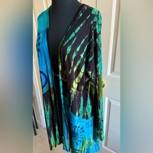 Vibrant Tie-Dye Open Cardigan